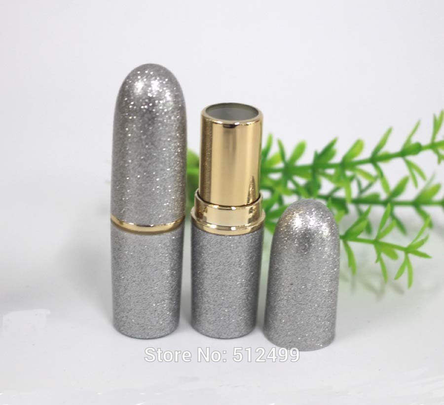 12.1mm Glitter Silver with Gold Trim Lipstick Tube